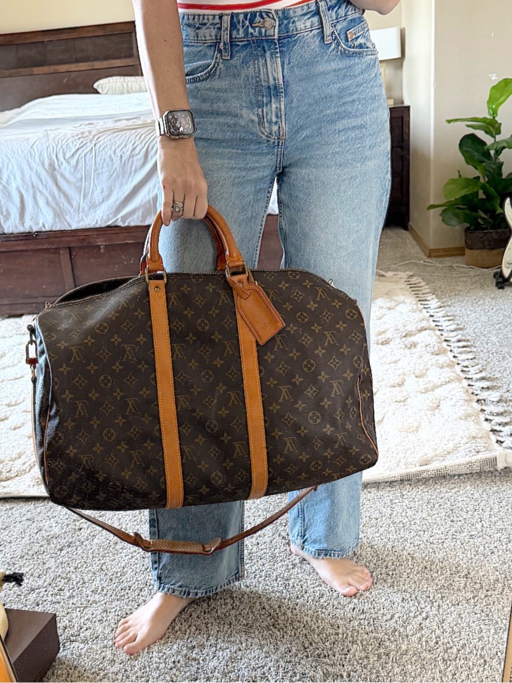 SOLD🌺Louis vuitton monogram keepall 50 Bandoulière duffle travel bag men women - Picture 5 of 16